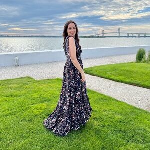 Mac Duggal Black Floral Maxi Dress